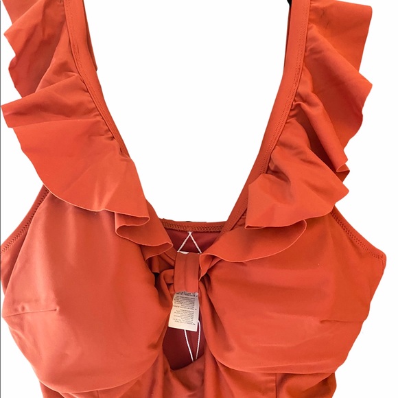 Ruffled and Ruched Cutout One piece - Picture 4 of 4